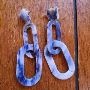 Molly Green Sea of Blue Earrings Blue & White Acrylic Ocean Inspired